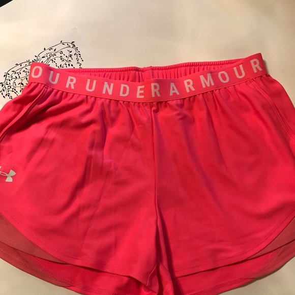 New with Tags! Women's Under Armour Play-Up Shorts Neon Pink Sz LG - Picture 8 of 8